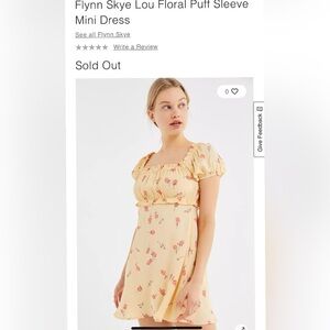 Flynn Skye Sunshine Blooms Yellow Lou Puff Off Shoulder Sleeve Mini Dress Size M